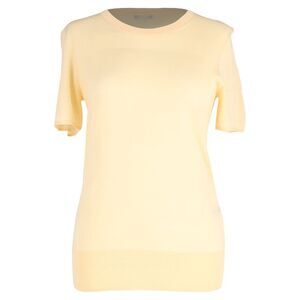 Joseph Knitted Short Sleeve Sweater Top in Cream Cotton